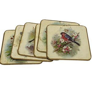 Vintage WIN-EL-WARE 6 Coasters 6" x 6" with Box - Artist Vestey Rich BIRDS